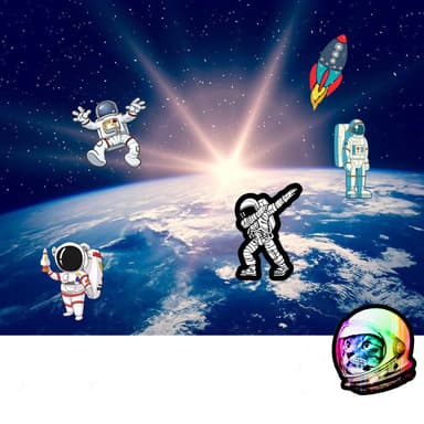Klistermärken Tecknad Astronaut Space Station 50-pack Flerfärgad