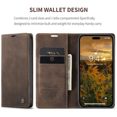 CASEME Plånboksfodral iPhone 15 Pro Max - Coffee
