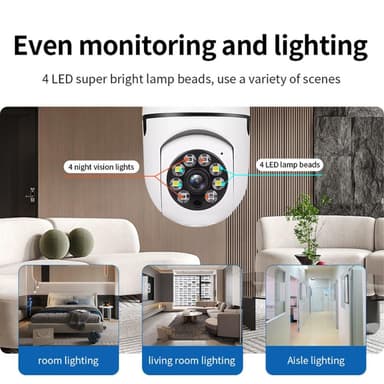 Säkerhetskamera glödlampa Rörelsedetektering WiFi IP-kamera