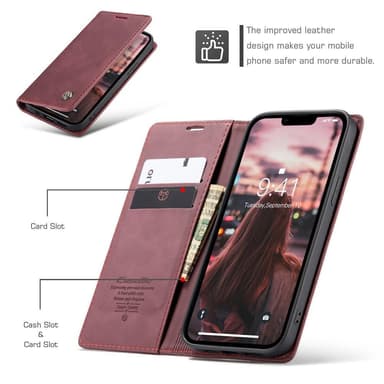CASEME Plånboksfodral iPhone 15 - Röd