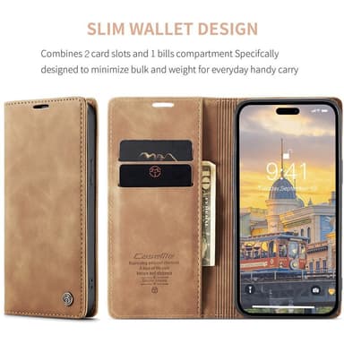 CASEME Plånboksfodral iPhone 15 Pro - Brun