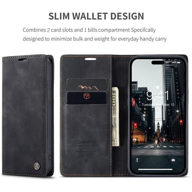 CASEME Plånboksfodral iPhone 15 Pro - Svart