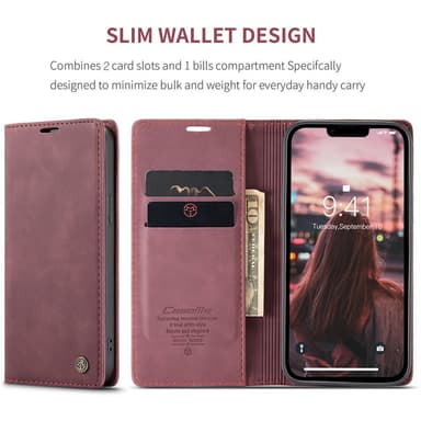 CASEME Plånboksfodral iPhone 15 Plus - Röd