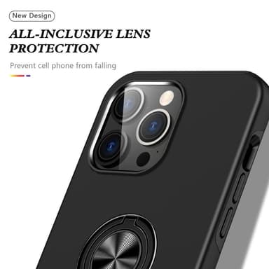 Till iPhone 15 Pro Max Hybrid skal med Finger Ring - Svart