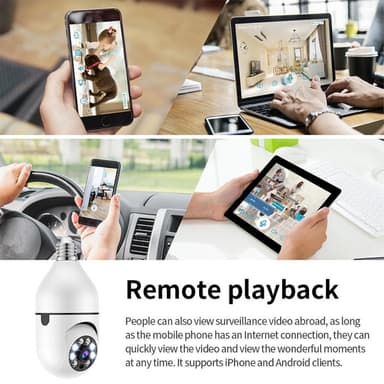 Säkerhetskamera glödlampa Rörelsedetektering WiFi IP-kamera