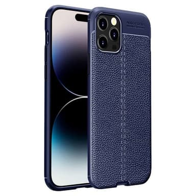 Läder mönstrat TPU skal Apple iPhone 15 Pro Max - Blå