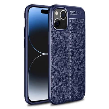 Läder mönstrat TPU skal Apple iPhone 15 - Blå