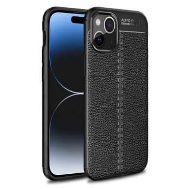 Läder mönstrat TPU skal Apple iPhone 15 - Svart