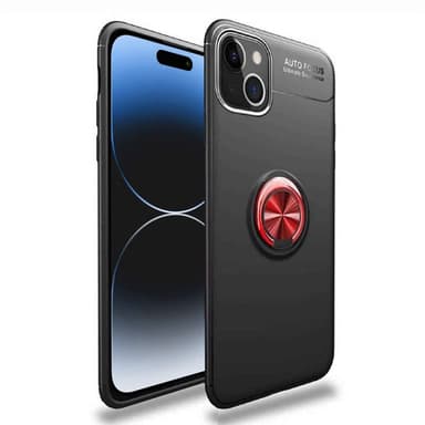 Slim Ring skal Apple iPhone 15 - Svart/röd