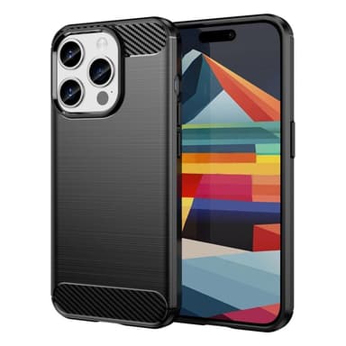 För iPhone 15 Pro Karbon fiber texture Skal Baksida - Svart