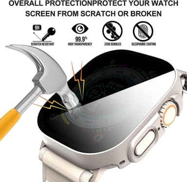 INF Sekretessfodral med skärmskydd i härdat glas för Apple Watch 9 Sil