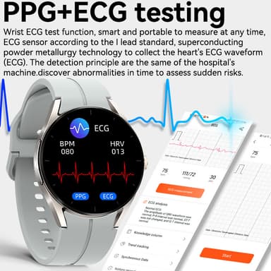 Smartklocka med EKG-hjärtövervakning/Bluetooth-samtal/blodsockerspårni