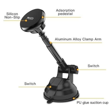 Magnetisk mobilhållare med sugpropp till bilen