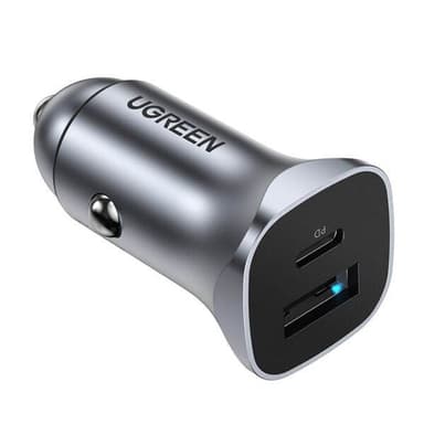 Ugreen Billaddare med 1xUSB 1xUSB-C 30W PD - Grå