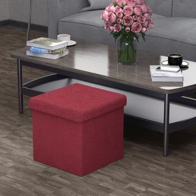 Hopfällbar Sittpall 38x38x38 cm Fotstöd (röd)