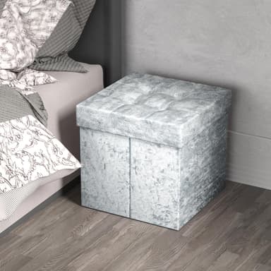 Hopfällbar Sittpall Sittkub 38x38x38cm Fotstöd (blå)