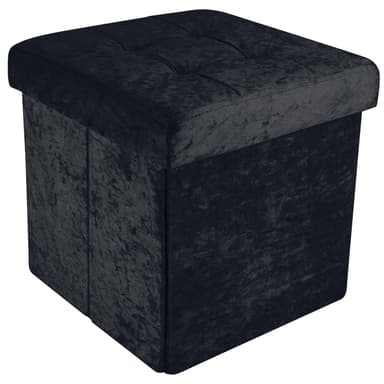 Hopfällbar Sittpall Sittkub 38x38x38cm Fotstöd (svart)
