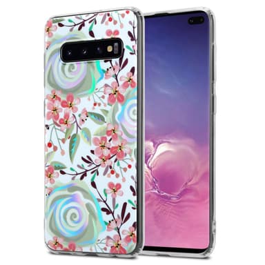 Samsung Galaxy S10 PLUS Fodral Skal Blommor (Vit)