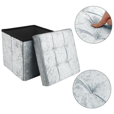 Hopfällbar Sittpall Sittkub 38x38x38cm Fotstöd (blå)