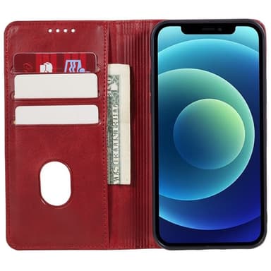 Plånboksställ Telefon Fodral Skal för iPhone 15 Pro - Röd