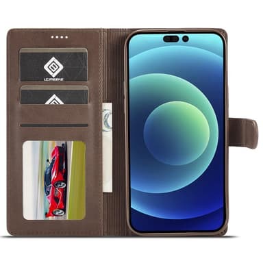 LC.IMEEKE Wallet Case till iPhone 15 Pro Max - Coffee