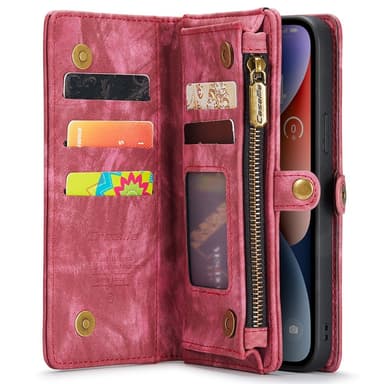 CASEME iPhone 15 Plus Retro plånboksfodral - Röd