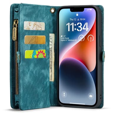 CASEME iPhone 15 Plus Retro plånboksfodral - Blå