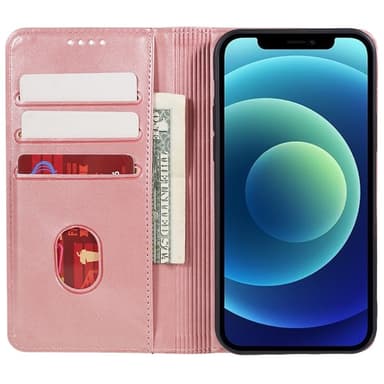Plånboksställ Telefon Fodral Skal för iPhone 15 Plus - Rose Gold