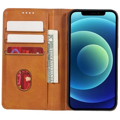 Plånboksställ Telefon Fodral Skal för iPhone 15 Pro Max - Brun