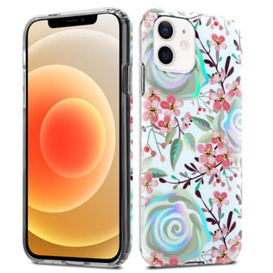 iPhone 12 / 12 PRO Fodral Skal Blommor (Vit)