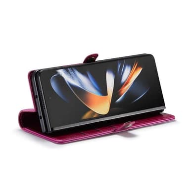 Mobilplånbok 3-kort äkta läder Samsung Galaxy Z Fold 5 - Vinröd