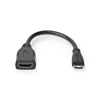 Nedis High Speed ​​HDMI ™ kabel med Ethernet | HDMI™ Mini kontakt | HDMI™ Utgång | 4K@30Hz | 10.2 Gbps | 0.20 m | Rund | PVC | Svart | Plastpåse