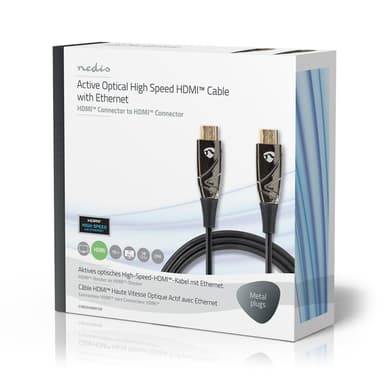 Nedis Aktiva optiska High Speed ​​HDMI kabel med Ethernet | HDMI™ Kontakt | HDMI™ Kontakt | 4K@60Hz | 18 Gbps | 15.0 m | Rund | PVC | Svart | Presentbox