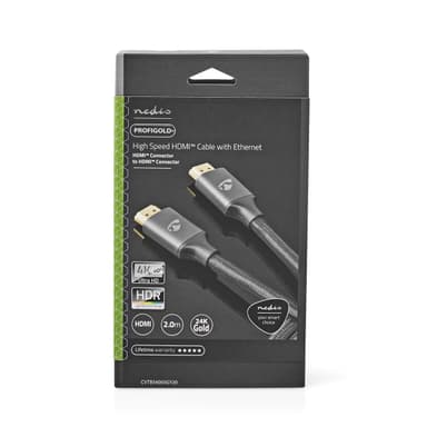 Nedis High Speed ​​HDMI ™ kabel med Ethernet | HDMI™ Kontakt | HDMI™ Kontakt | 4K@60Hz | ARC | 18 Gbps | 2.00 m | Rund | Bomull | Grå / Grått Med Metall | Kartong med täckt fönster
