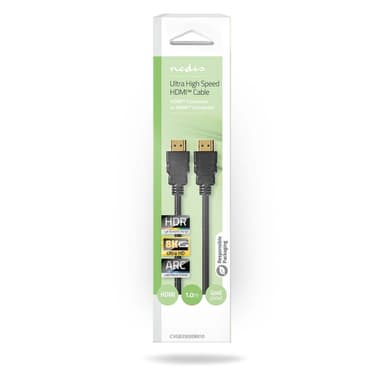 Nedis Ultra High Speed ​​HDMI ™ kabel | HDMI™ Kontakt | HDMI™ Kontakt | 8K@60Hz | 48 Gbps | 1.00 m | Rund | 6.0 mm | Svart | Låda