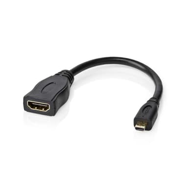 Nedis High Speed ​​HDMI ™ kabel med Ethernet | HDMI™ Micro kontakt | HDMI™ Utgång | 4K@30Hz | 10.2 Gbps | 0.20 m | Rund | PVC | Svart | Plastpåse