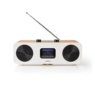 Nedis Internet Radio | Bordsdesign | Bluetooth® / Wi-Fi | DAB+ / FM / Internet | 2.4 "" | Färgskärm | 34 W | Fjärrstyrd | App styrd | Väckarklocka | Sov timer | Brun / Vit