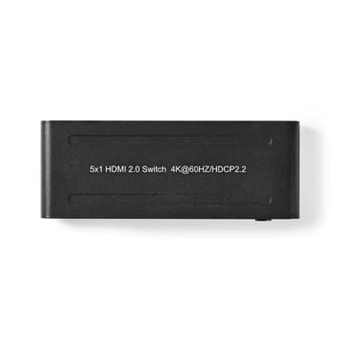 Nedis HDMI ™ Switch | 5-Port port(s) | 5x HDMI™ Ingång | 1x HDMI™ utgång | 4K@60Hz | 18 Gbps | Fjärrstyrd | Metall | Antracit