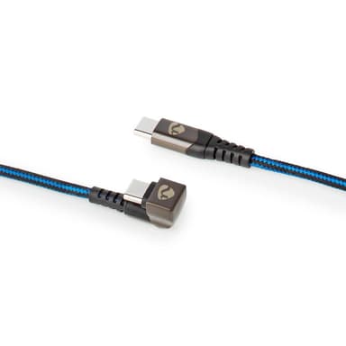 Nedis USB-kabel | USB 2.0 | USB-C™ Hane | USB-C™ Hane | 480 Mbps | Guldplaterad | 1.00 m | Rund | Flätad / Nylon | Blå / Svart | Kartong med täckt fönster