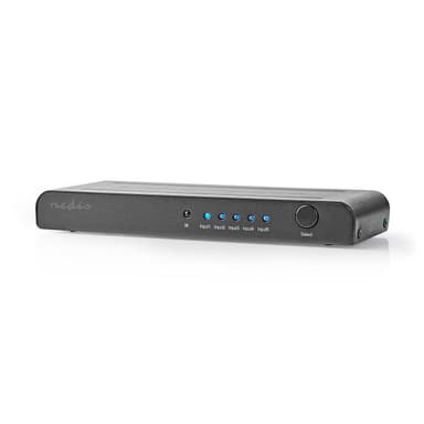 Nedis HDMI ™ Switch | 5-Port port(s) | 5x HDMI™ Ingång | 1x HDMI™ utgång | 4K@60Hz | 18 Gbps | Fjärrstyrd | Metall | Antracit