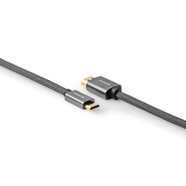 Nedis High Speed ​​HDMI ™ kabel med Ethernet | HDMI™ Kontakt | HDMI™ Mini kontakt | 4K@60Hz | 18 Gbps | 2.00 m | Rund | Bomull | Antracit / Grått Med Metall | Kartong med täckt fönster