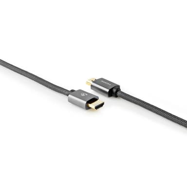 Nedis High Speed ​​HDMI ™ kabel med Ethernet | HDMI™ Kontakt | HDMI™ Kontakt | 4K@60Hz | ARC | 18 Gbps | 5.00 m | Rund | Bomull | Grå / Grått Med Metall | Kartong med täckt fönster