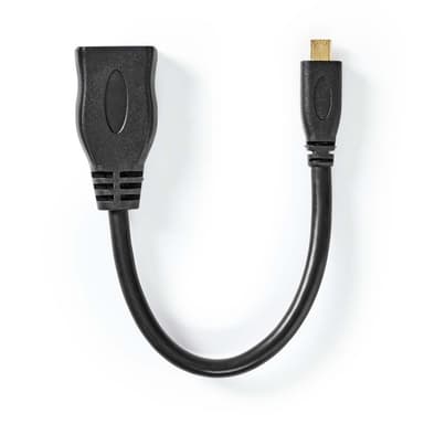 Nedis High Speed ​​HDMI ™ kabel med Ethernet | HDMI™ Micro kontakt | HDMI™ Utgång | 4K@30Hz | 10.2 Gbps | 0.20 m | Rund | PVC | Svart | Plastpåse