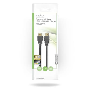 Nedis Premium High Speed ​​HDMI ™ kabel med Ethernet | HDMI™ Kontakt | HDMI™ Kontakt | 4K@60Hz | 18 Gbps | 2.00 m | Rund | PVC | Svart | Plastpåse
