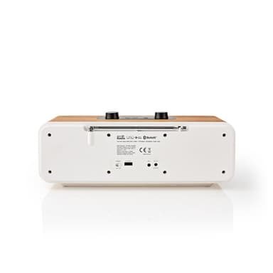 Nedis Internet Radio | Bordsdesign | Bluetooth® / Wi-Fi | DAB+ / FM / Internet | 2.4 "" | Färgskärm | 34 W | Fjärrstyrd | App styrd | Väckarklocka | Sov timer | Brun / Vit