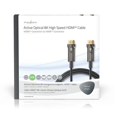 Nedis Aktiva Optiska Ultra High Speed ​​HDMI Kabel med Ethernet | HDMI™ Kontakt | HDMI™ Kontakt | 8K@60Hz | 48 Gbps | 10.0 m | Rund | PVC | Svart | Presentbox