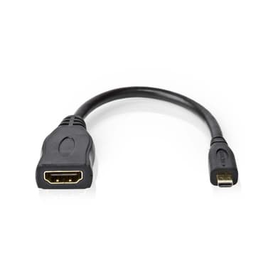 Nedis High Speed ​​HDMI ™ kabel med Ethernet | HDMI™ Micro kontakt | HDMI™ Utgång | 4K@30Hz | 10.2 Gbps | 0.20 m | Rund | PVC | Svart | Plastpåse