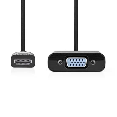 Nedis HDMI™ kabel | HDMI™ Kontakt | VGA hona 15p / 3.5 mm Hona | 1080p | Nickelplaterad | 0.20 m | Rak | PVC | Svart | Kuvert