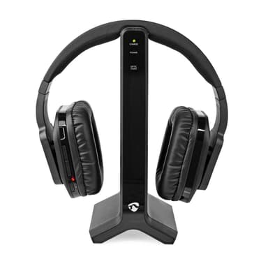 Nedis Trådlösa TV-hörlurar | RF | Over-Ear | Maximal batteritid: 8 timmar | 25 m | Digitalt ljud | Batteri docka | Svart