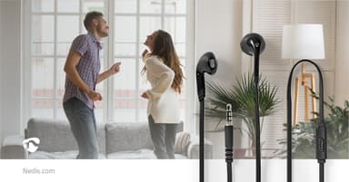 Nedis Trådbundna Hörlurar | 3.5 mm | Kabellängd: 1.20 m | Inbygd mikrofon | Volymkontroll | Svart